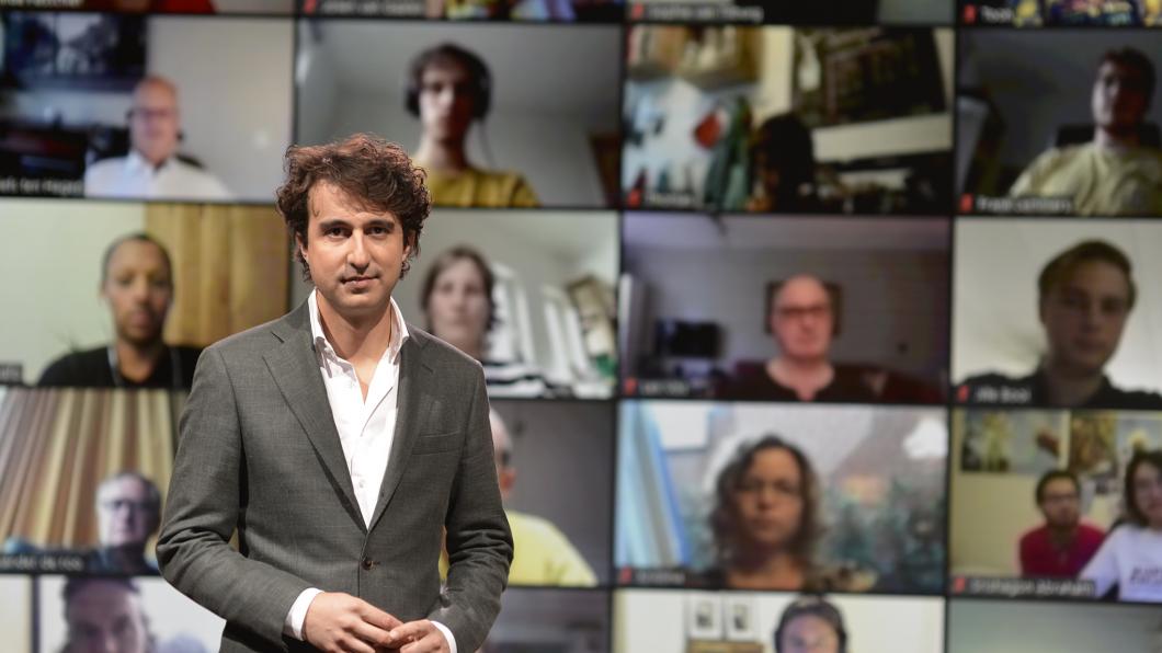 Jesse Klaver bij de campagneaftrap in Pakhuis de Zwijger