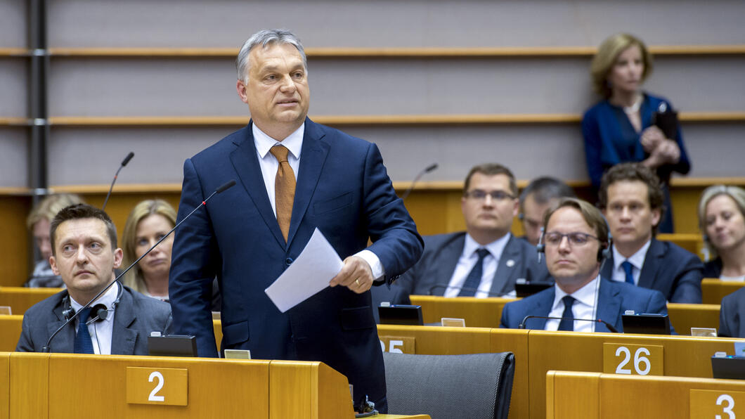 Viktor Orbán spreekt in het Europarlement Viktor Orbán